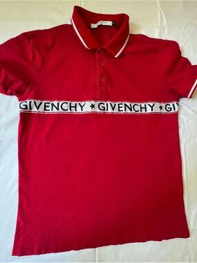 Givenchy Red Logo Stripe Polo